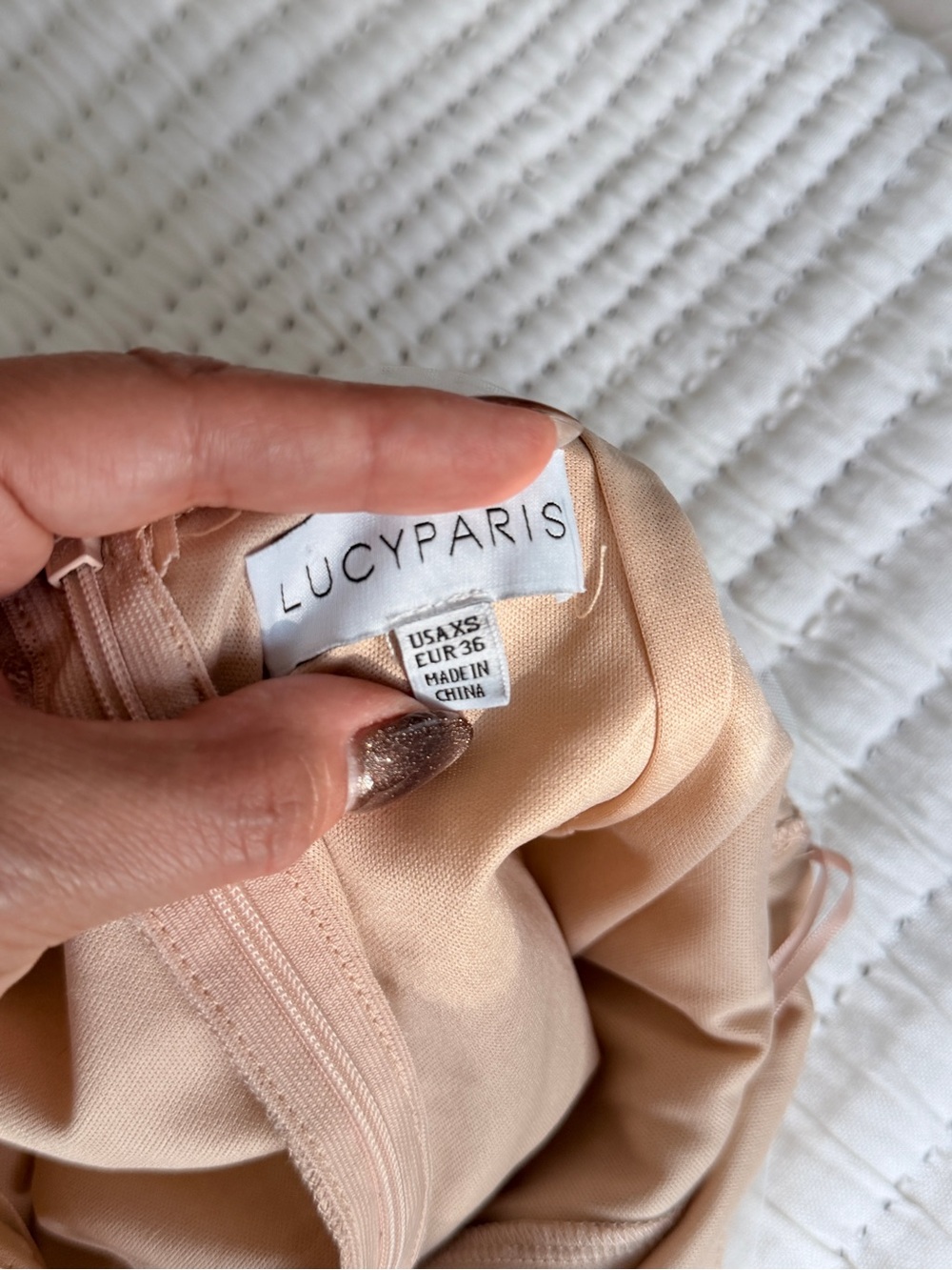 Lucy Paris Sequin Mini Skirt in Light Blush - Picture 4 of 4